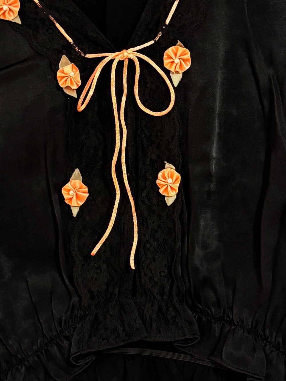 Rouje Suzanna Blouse, Black and Coral Rosette’s, FR 36, US Size 0/2/XS/S - Picture 6 of 16